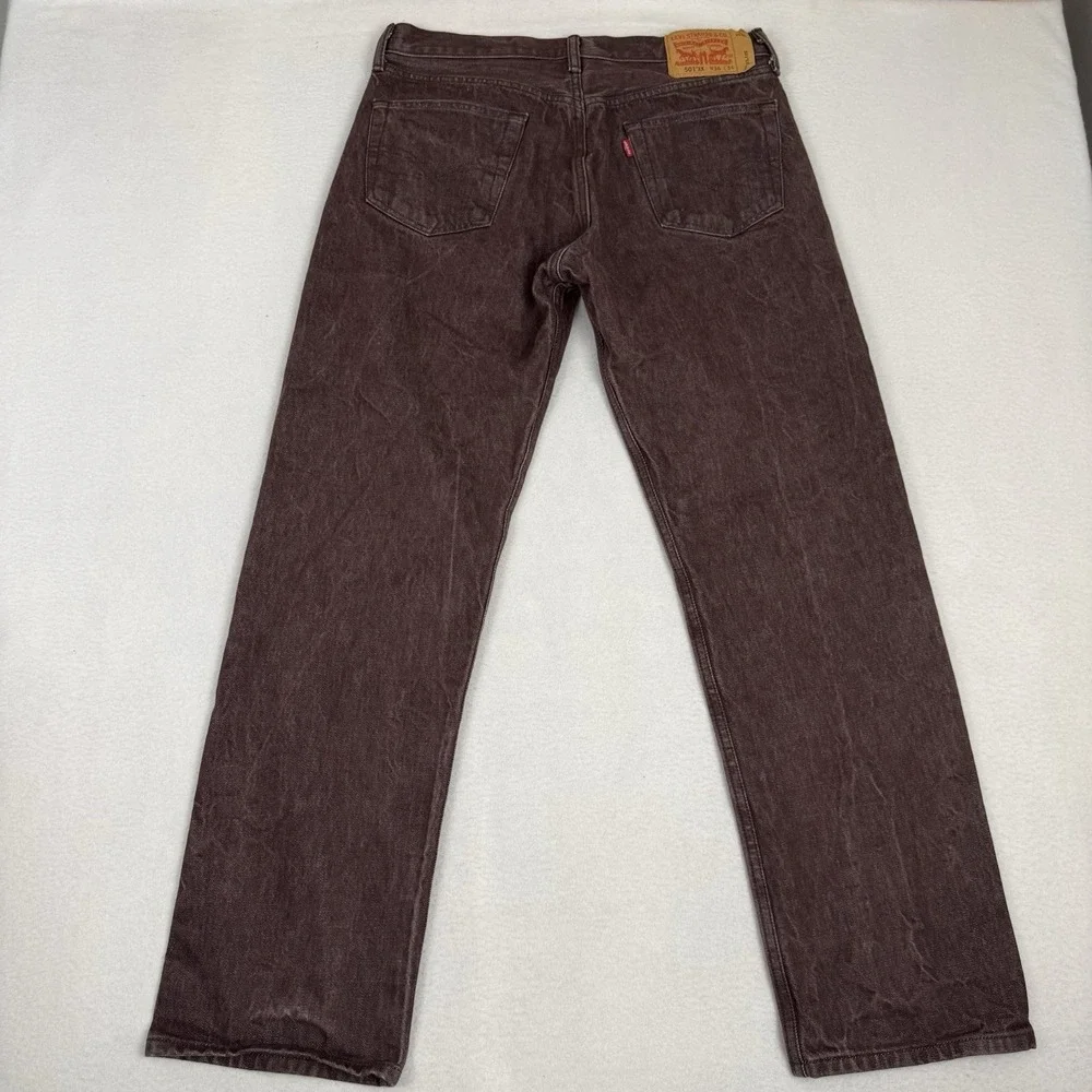 Vintage 90s Levis 501 XX Jeans Mens 36x34 Brown Plum Faded Button Fly Denim‎